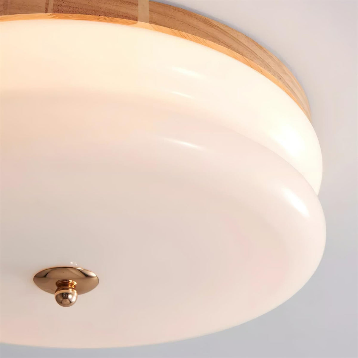 Minimalist Double-Layer Glass Disc Ceiling Light — Walnut Wood, Integrated LED