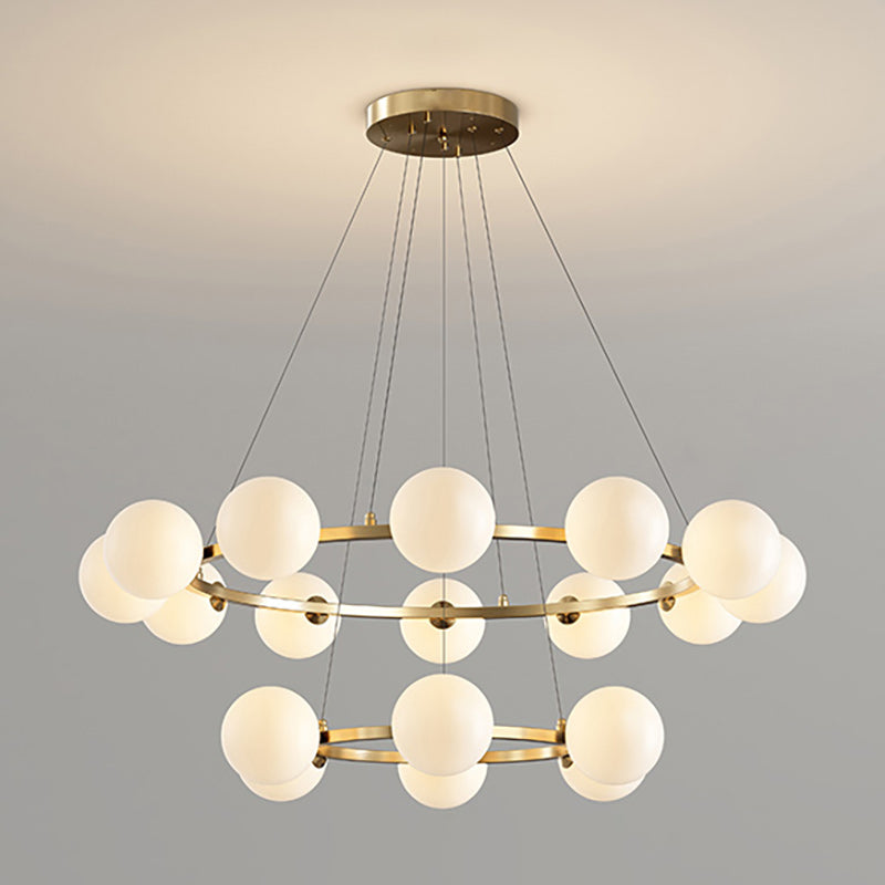 Rylian Modern Cam Avize — 58cm Füme Gri ve Kehribar