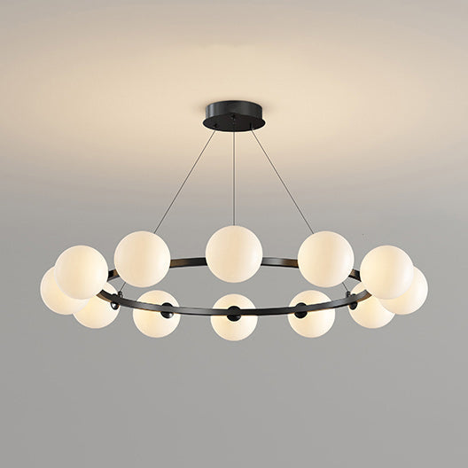 Rylian Modern Cam Avize — 58cm Füme Gri ve Kehribar