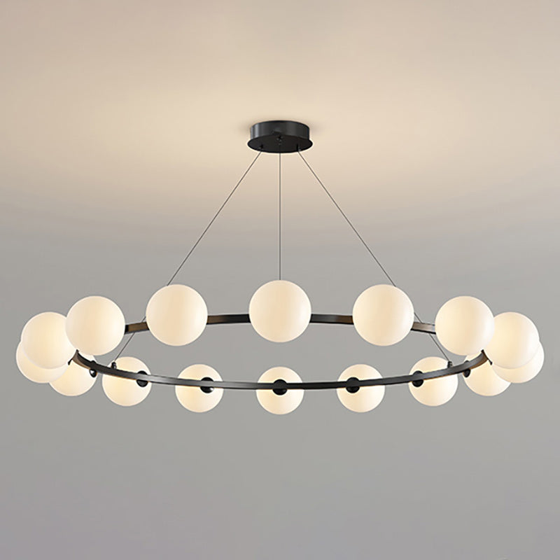 Rylian Modern Cam Avize — 58cm Füme Gri ve Kehribar