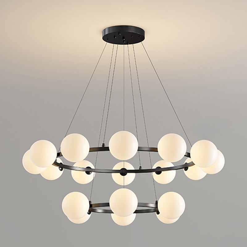Rylian Modern Cam Avize — 58cm Füme Gri ve Kehribar
