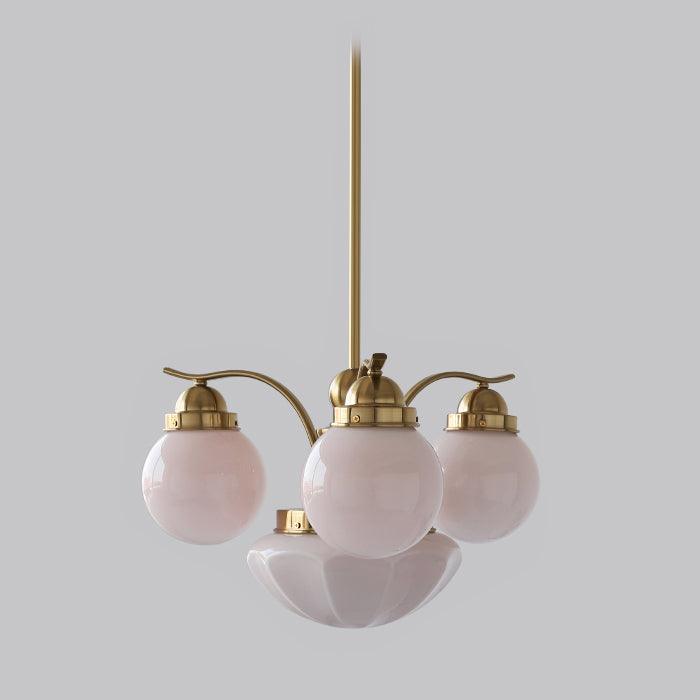 Lustra Retro-Chic-Kronleuchter — 4 weiße Glaskugeln, 54cm