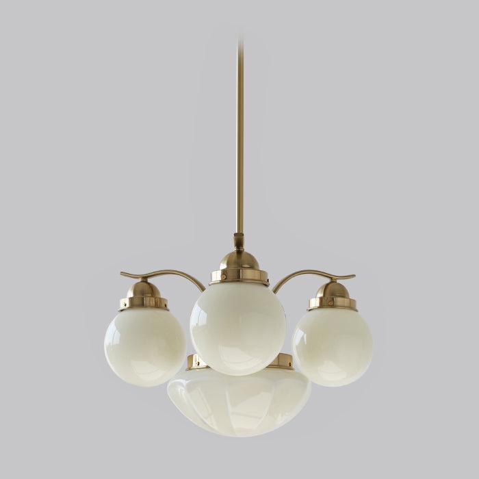 Lustra Retro-Chic-Kronleuchter — 4 weiße Glaskugeln, 54cm