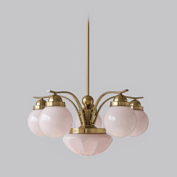 Lustra Retro-Chic-Kronleuchter — 4 weiße Glaskugeln, 54cm