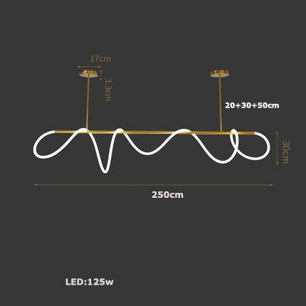 Kolia LED Boleh Laras Hitam Putih Emas Krom Siling Reka Bentuk