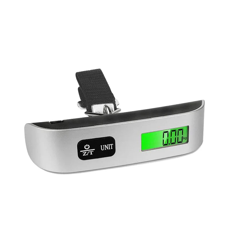 Digitální váha na zavazadla - kapacita 50 kg - přesnost 50 g - LCD displej - páskový a háčkový typ