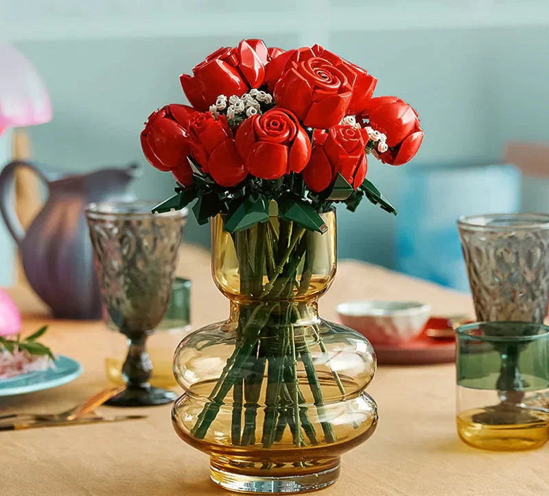 Sophie Bouquet di Rose Romantiche in Mattoncini – Regalo Creativo Fai-da-Te di Fiori per Casa e Scrivania