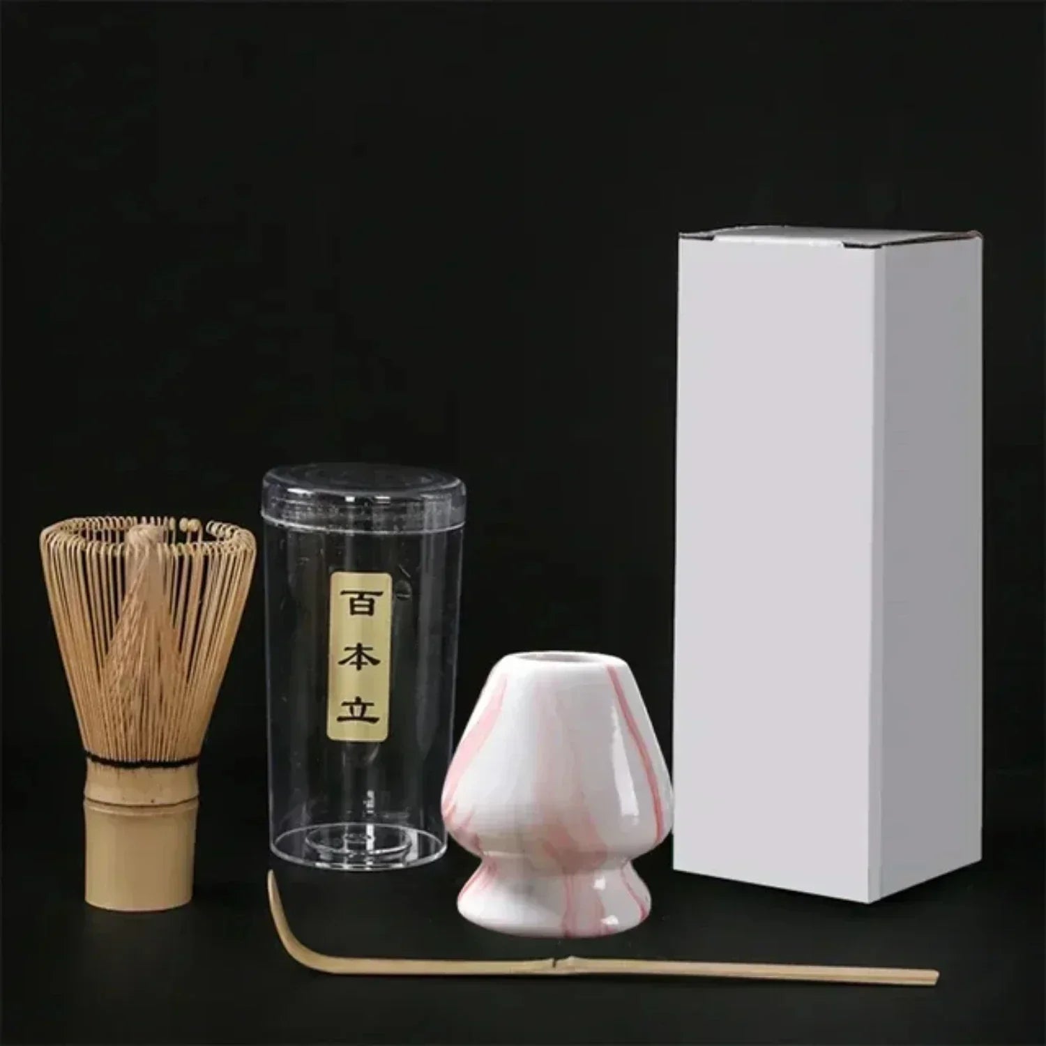 Ensemble d'outils pour cérémonie du thé japonaise – Fouet à matcha élégant, pinceau pour mélanger et support avec 3 cuillères à thé