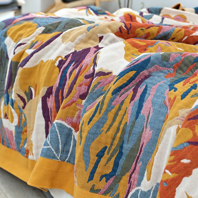 Boho blomsterplaid med elegant sommerfugletapetdesign