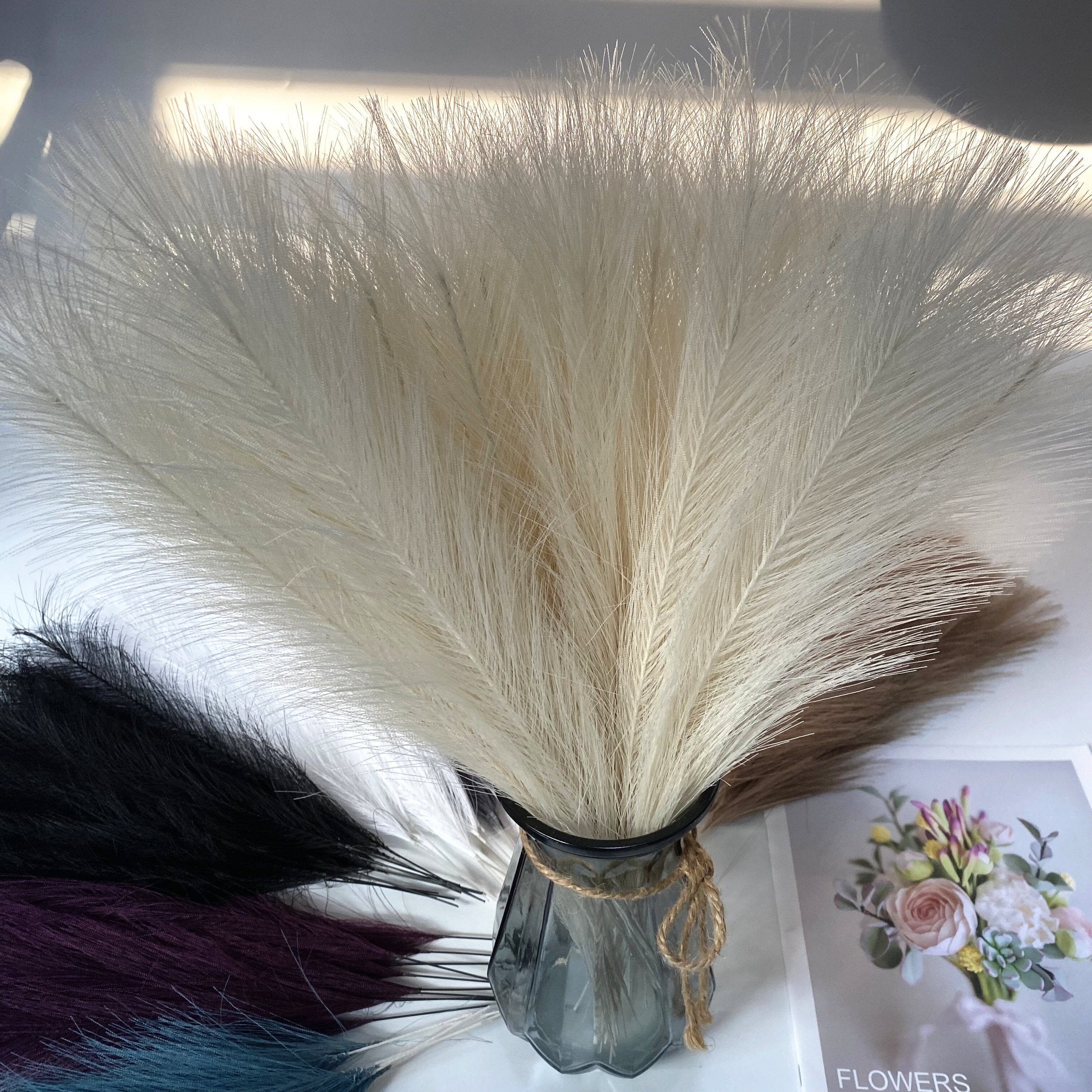 20 قطعة من عشب بامباس الصناعي الملون الفاخر على الطراز البوهيمي