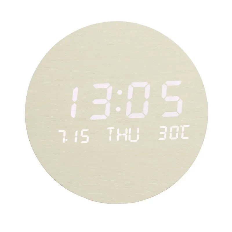 EcoChime – Reloj de Escritorio de Madera con Alarma y Pantalla LED