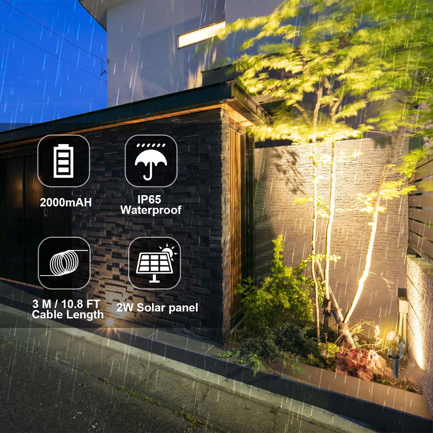 Solární reflektor vodotěsný IP65 solárně napájený LED