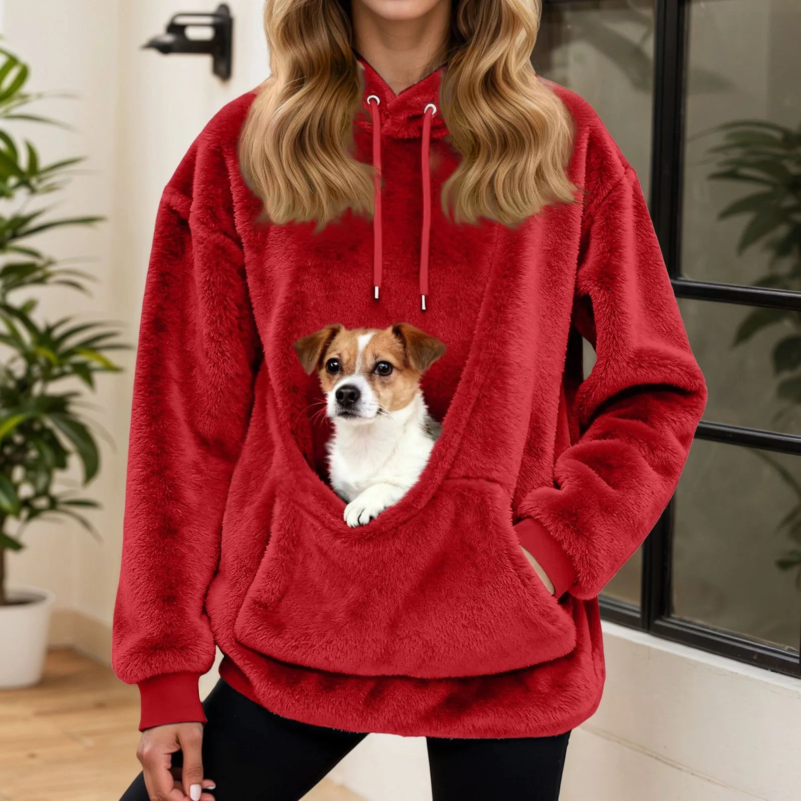 Fleece Hoodie with Front Pet Carrier Pocket