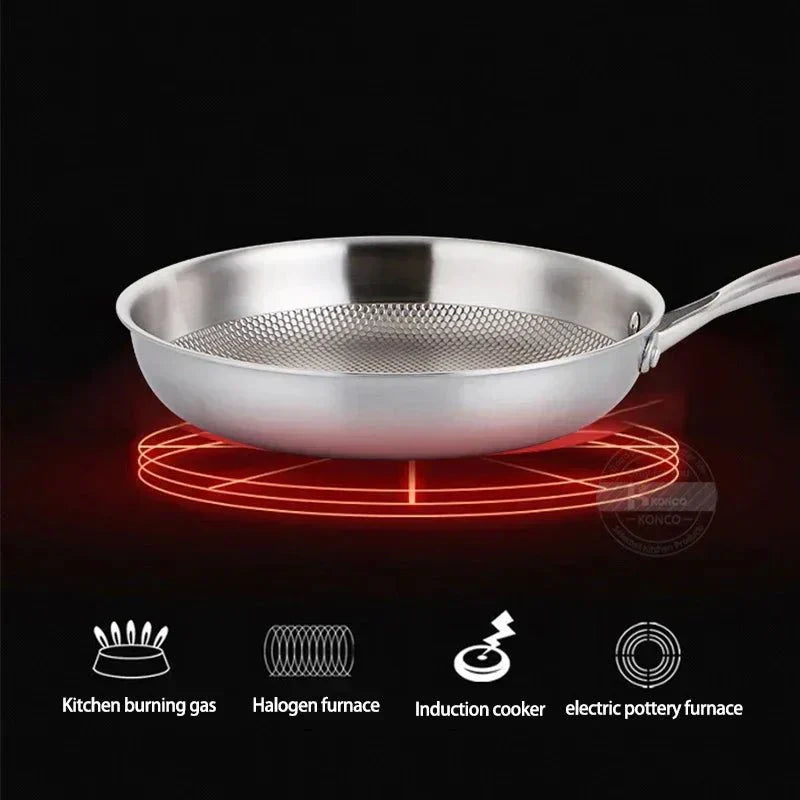 مقلاة ووك NovaWok بقطر 28/30 سم، من الفولاذ المقاوم للصدأ 304، غير مطلية، للطهاة المنزليين