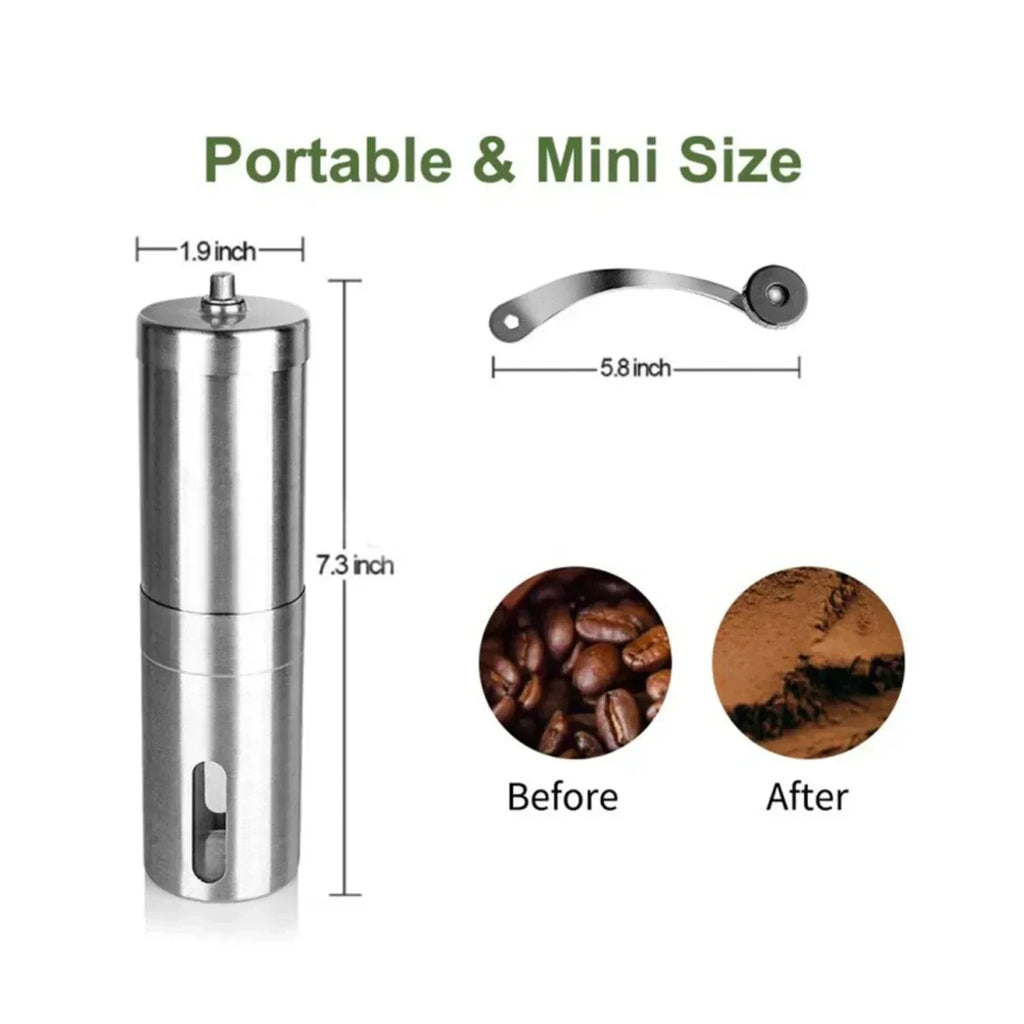 Macina caffè manuale in acciaio inox regolabile – macinino portatile per espresso con macine a 5 punte per una macinatura precisa