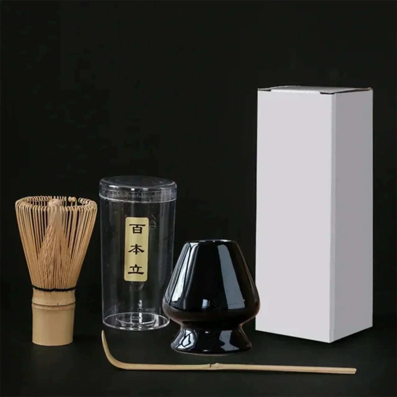 Ensemble d'outils pour cérémonie du thé japonaise – Fouet à matcha élégant, pinceau pour mélanger et support avec 3 cuillères à thé