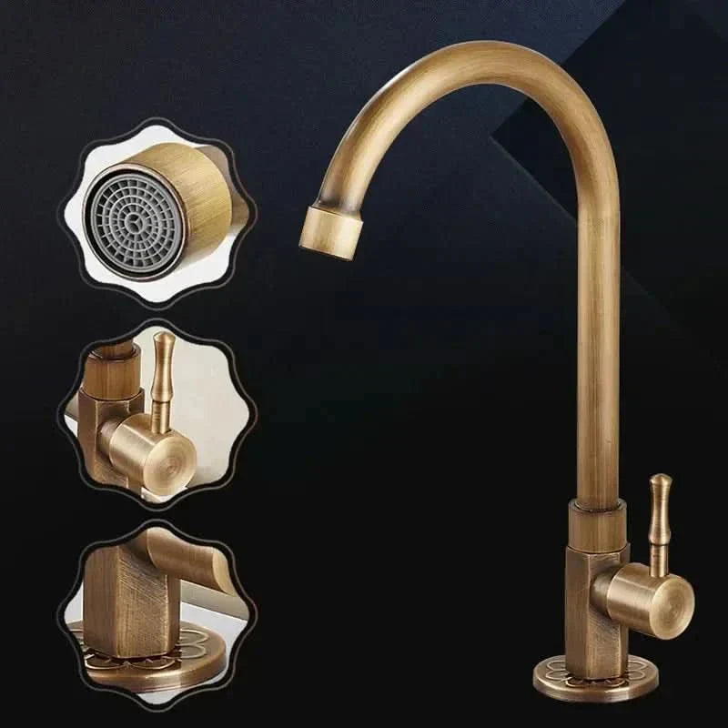 Robinet de cuisine en laiton antique Aurora Crest à col-de-cygne pour cuisines élégantes