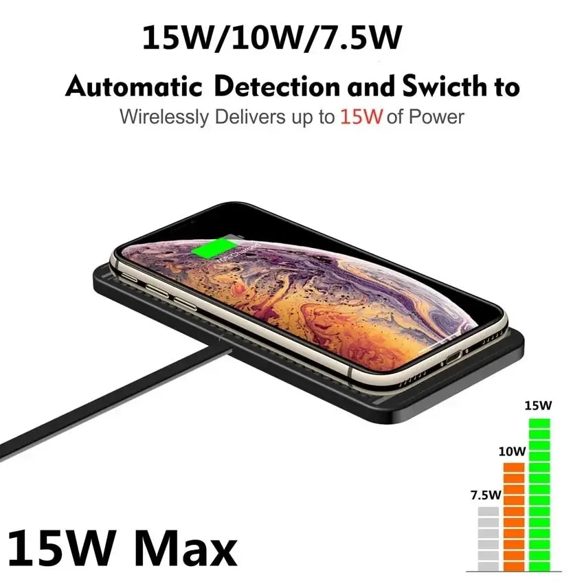 NovaCharge kabelloses Ladepad 15W Schnellladung rutschfest schlank für iPhone und Samsung