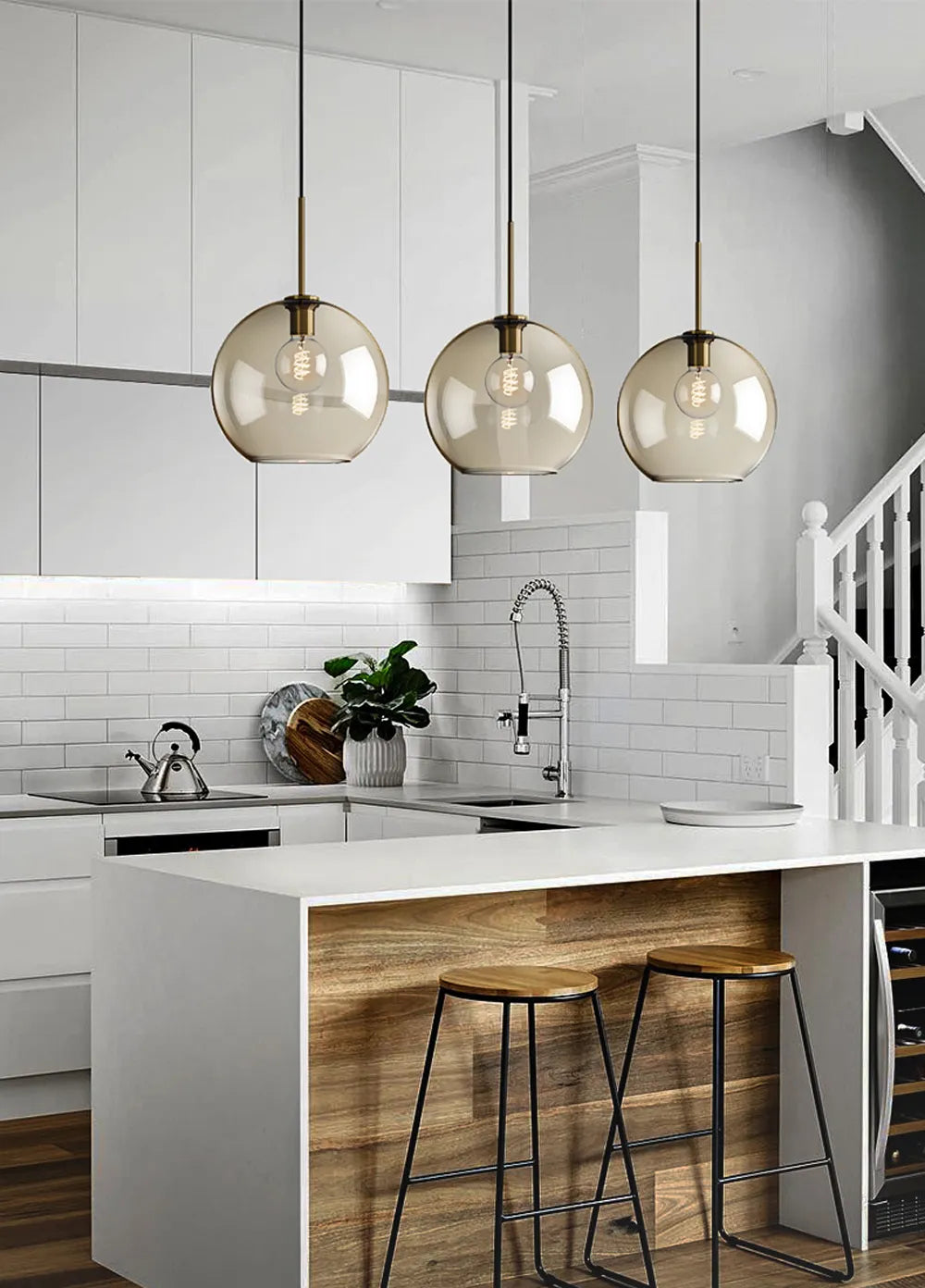 Nomada Nordic Glass LED Pendant Light for Modern Kitchens by Asterova