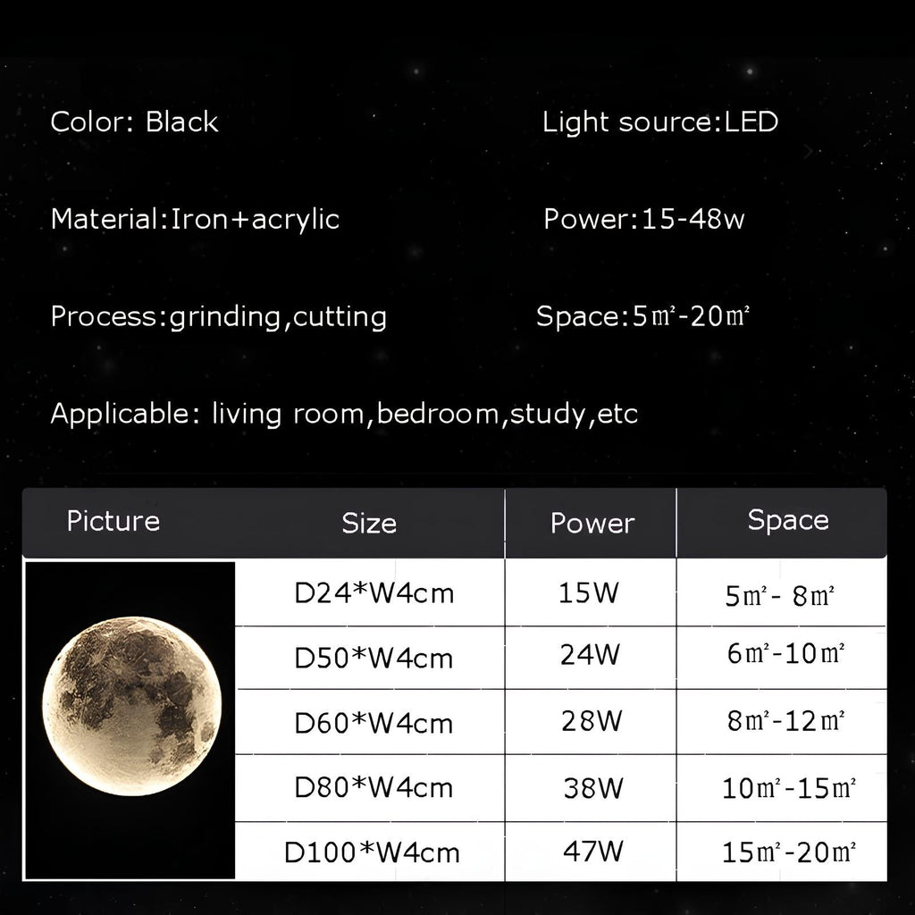 Lampu Bulat Bulan LED Pemasangan Dinding dan Siling, Bilik Tidur, Kanak-Kanak, Ruang Tamu