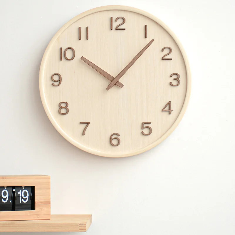 Kirenori Oak Wall Clock With Japanese Retro Dial Design