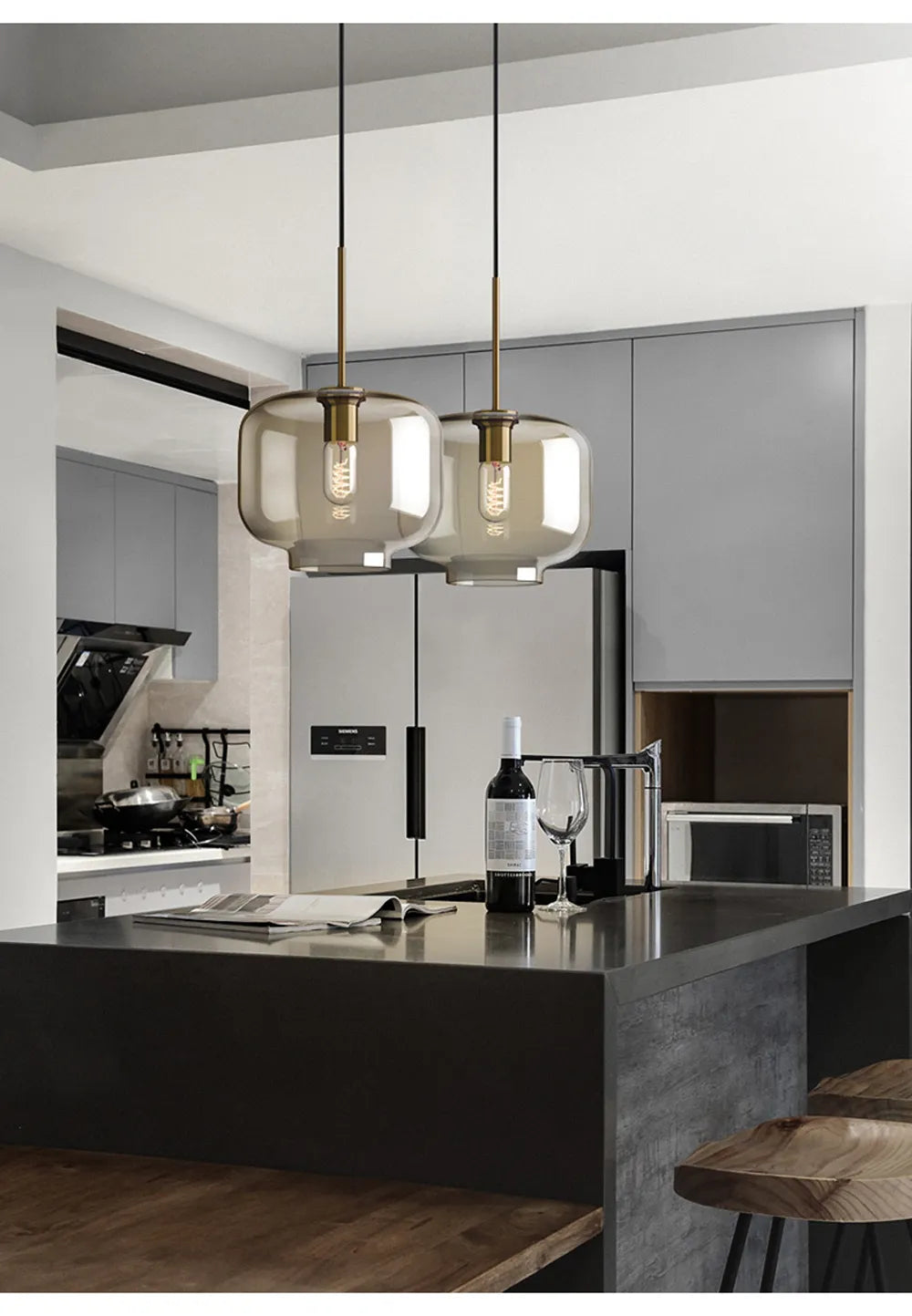 Nomada Nordic Glass LED Pendant Light for Modern Kitchens by Asterova