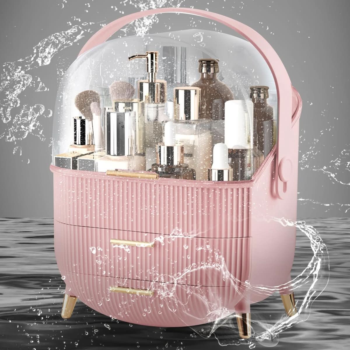AuraLux Makeup Organizer Box Dustproof and Waterproof with Elegant Design for Women