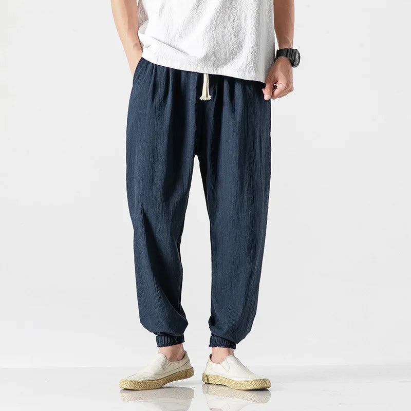 Pantaloni Harem Uomo in Cotone e Lino