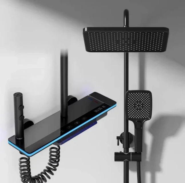 AquaSense Digitalni Tuš Set – 4 Funkcije, Visoki Pritisak, Mjedeni Mikser, Termostatska Kontrola