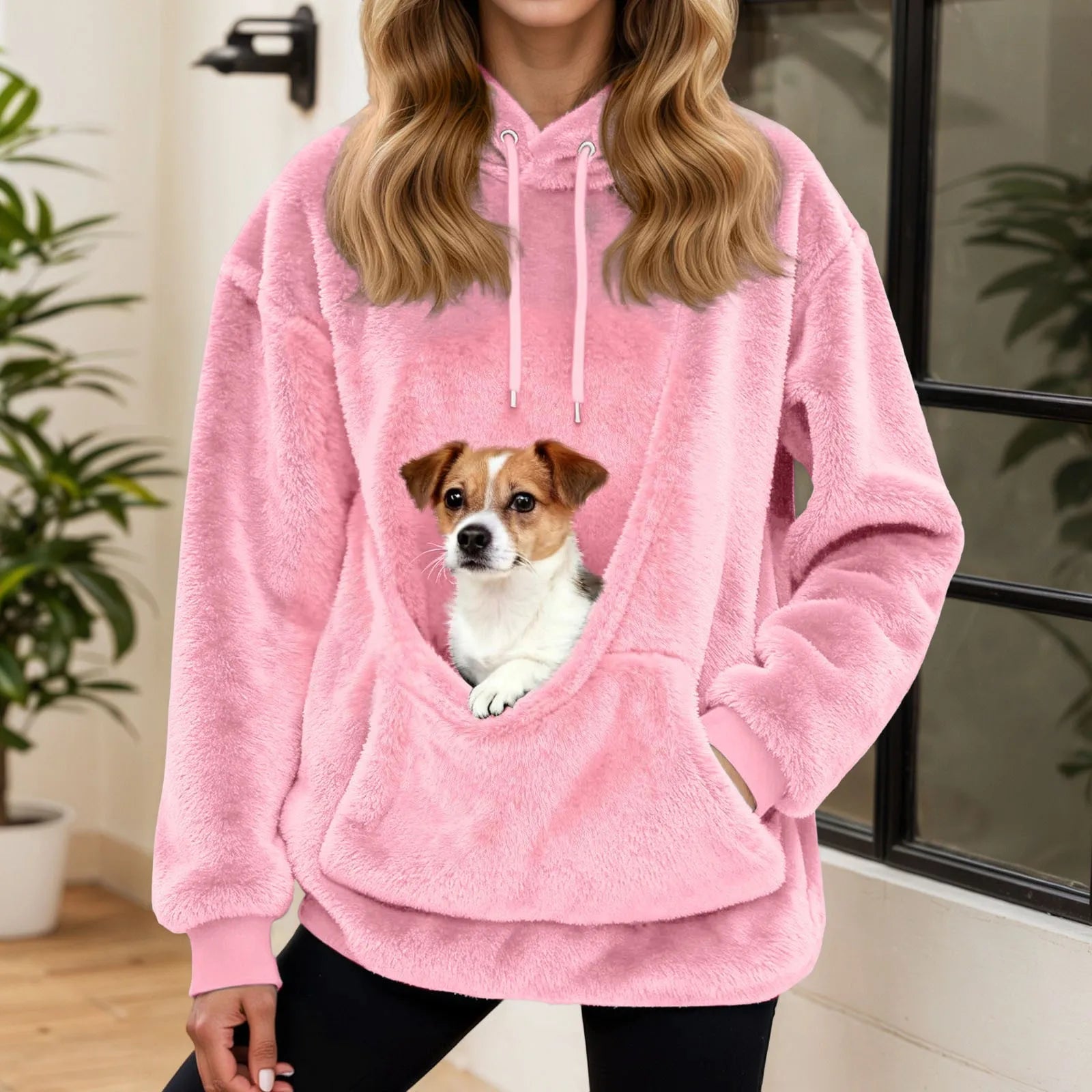 Fleece Hoodie with Front Pet Carrier Pocket