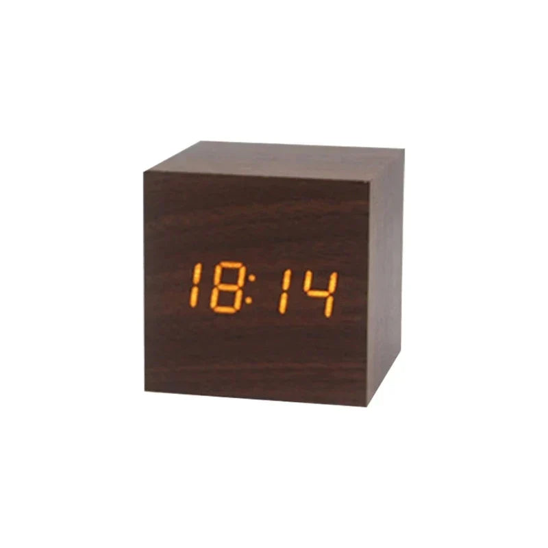 TempTune – Reloj despertador de madera con LED y pantalla de temperatura