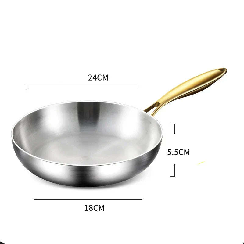 316 Stainless Steel Frying Pan – Nonstick Cooking Wok Pan for Gas and Induction Stove