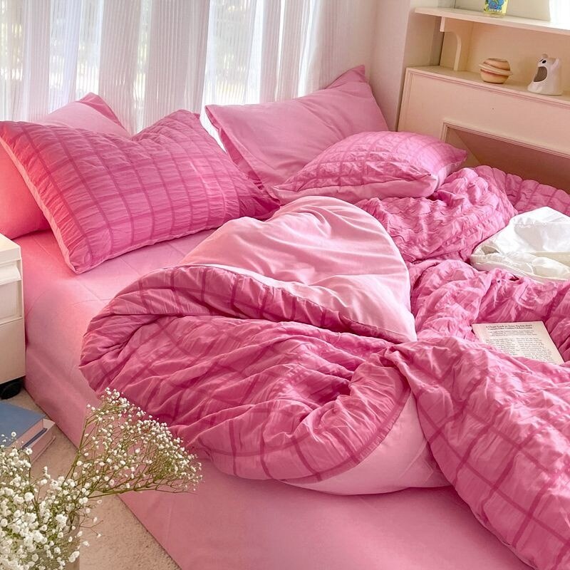 Komplet pościeli Princess Pink z seersuckeru