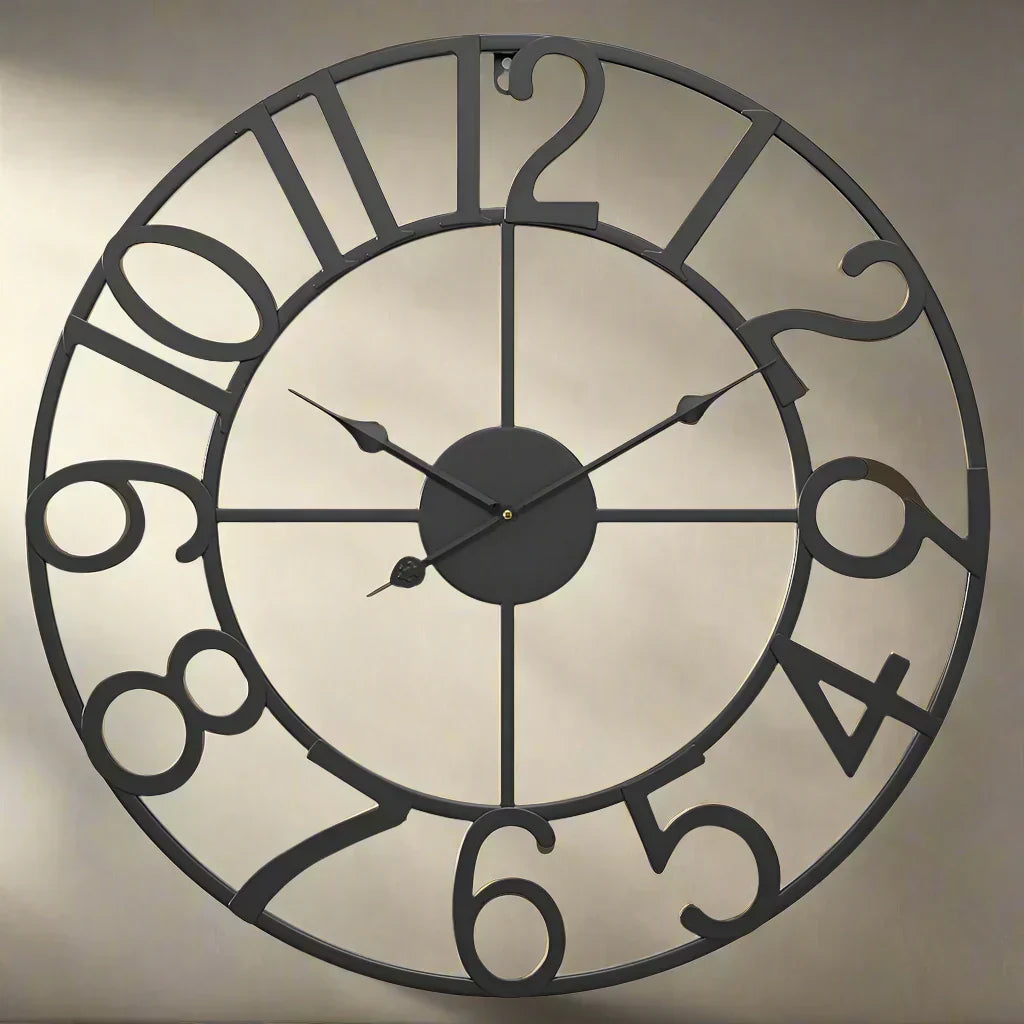 Orologio da parete Sara Retro con numeri romani e cornice in metallo – Silenzioso, decorazione elegante per il soggiorno
