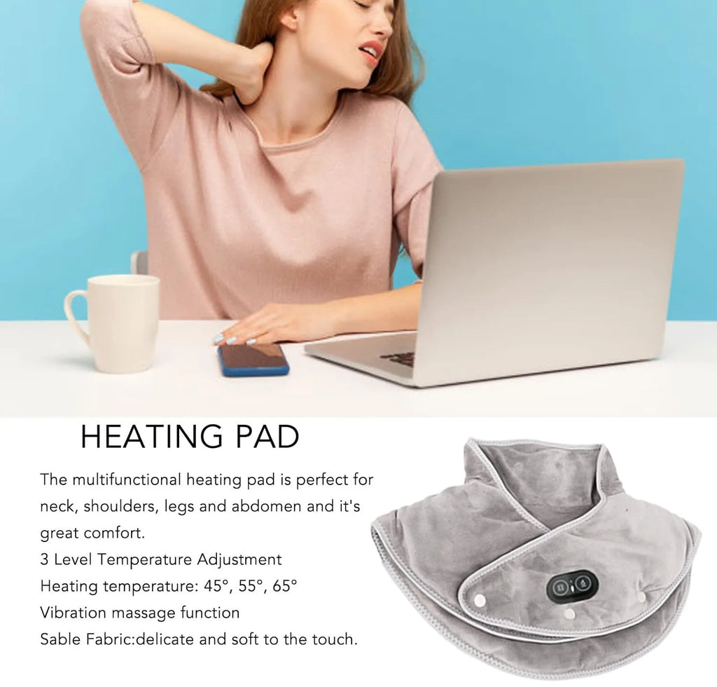 Vyhřívaný masážní přístroj na krk a ramena - USB 5V - 3 nastavení teploty 45-55°C - automatické vypnutí po 30-60 minutách