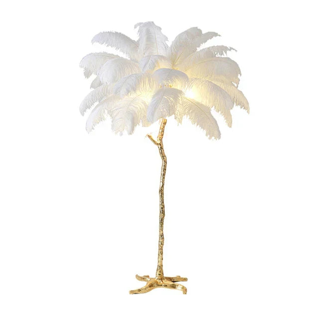 LuxeQuill Ostrich Feather Floor Lamp For Living Room