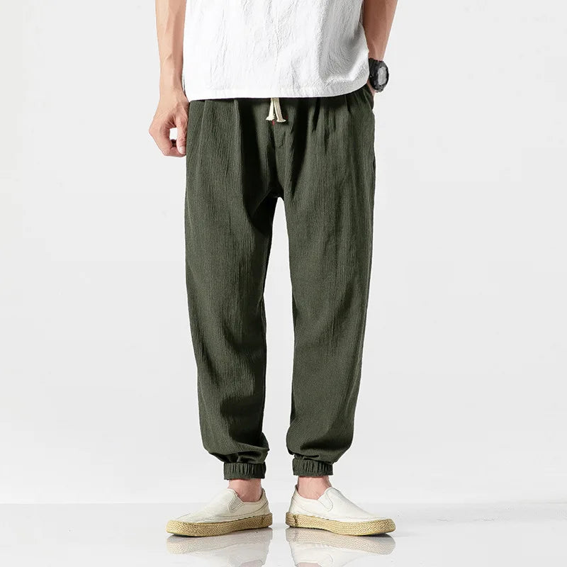 Pantaloni Harem Uomo in Cotone e Lino