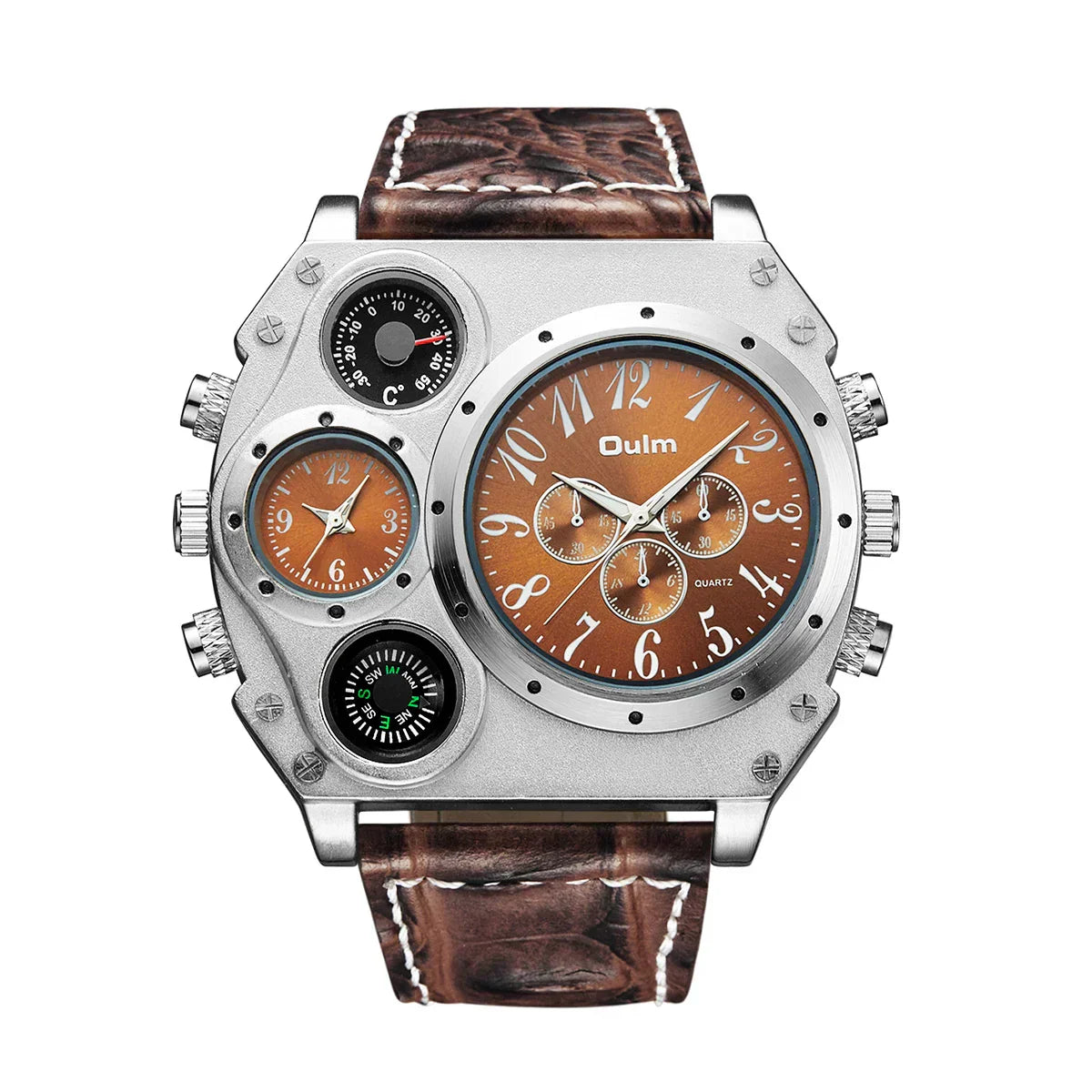 Montre militaire pour homme Oulm Titan – Montre-bracelet sportive à quartz multi-fuseaux horaires avec cadran surdimensionné