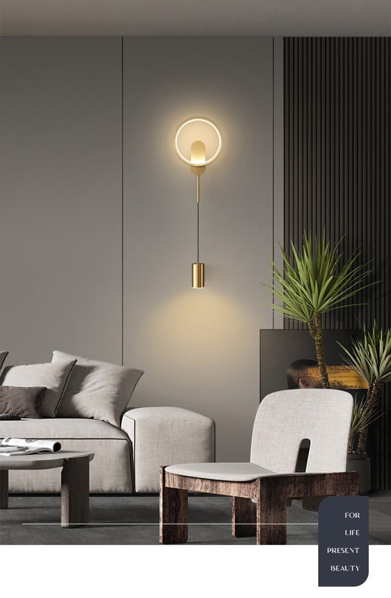 BAN ברנוון מודרני מנורת קיר זהב נורדי LED 24W