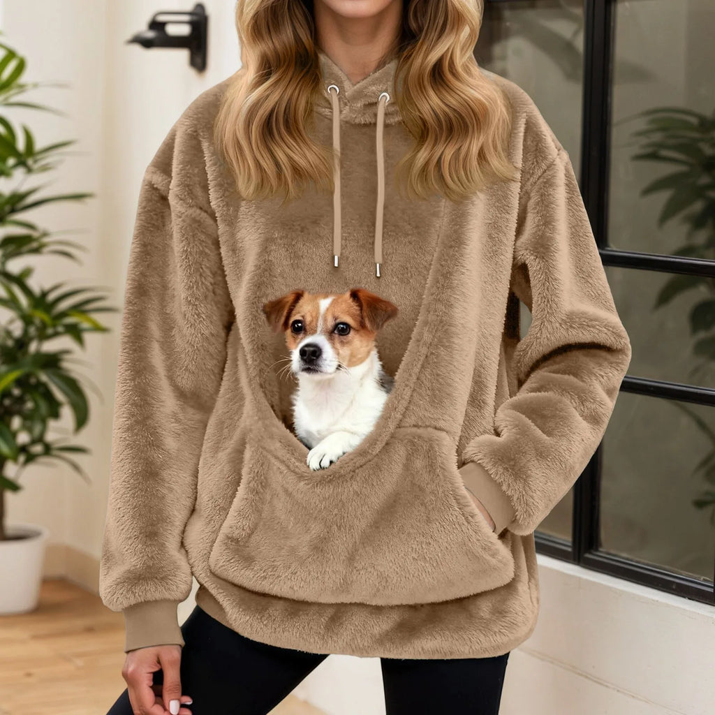 Fleece Hoodie with Front Pet Carrier Pocket