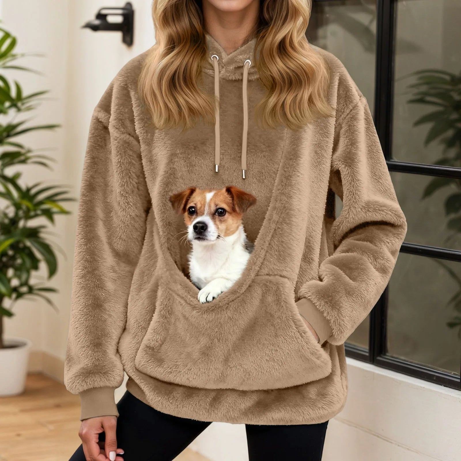 Fleece Hoodie with Front Pet Carrier Pocket