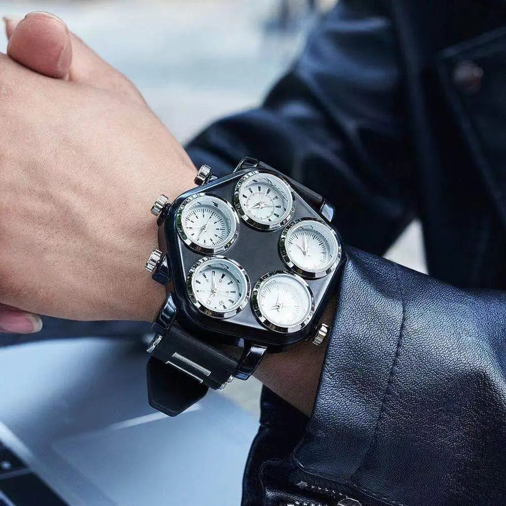 Jam Tangan Kuarsa Multi-Zon Punk: Gaya Berani & Penjagaan Masa Global