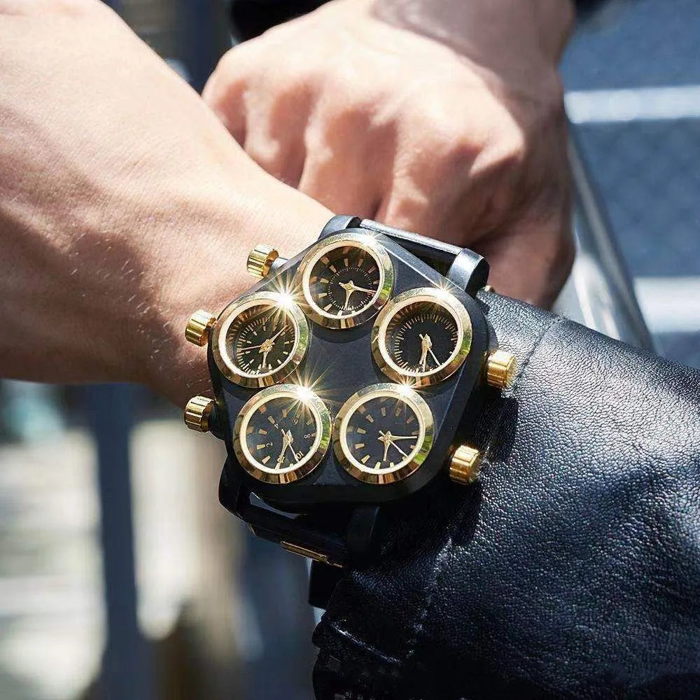 Jam Tangan Kuarsa Multi-Zon Punk: Gaya Berani & Penjagaan Masa Global