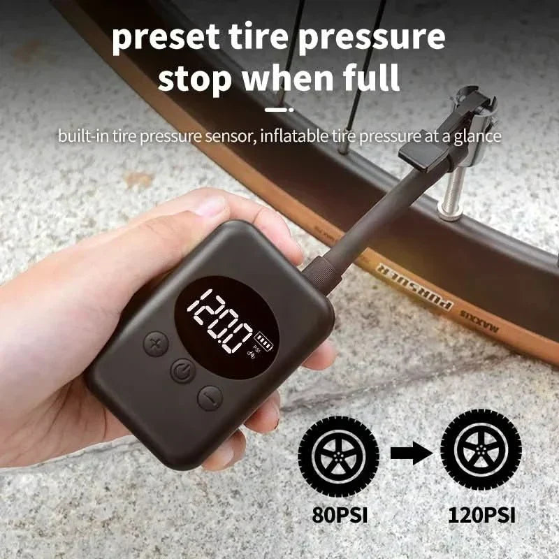 Bezdrátová mini pumpička na kolo TrailPulse s tlakem 150 PSI pro MTB a outdoorová dobrodružství