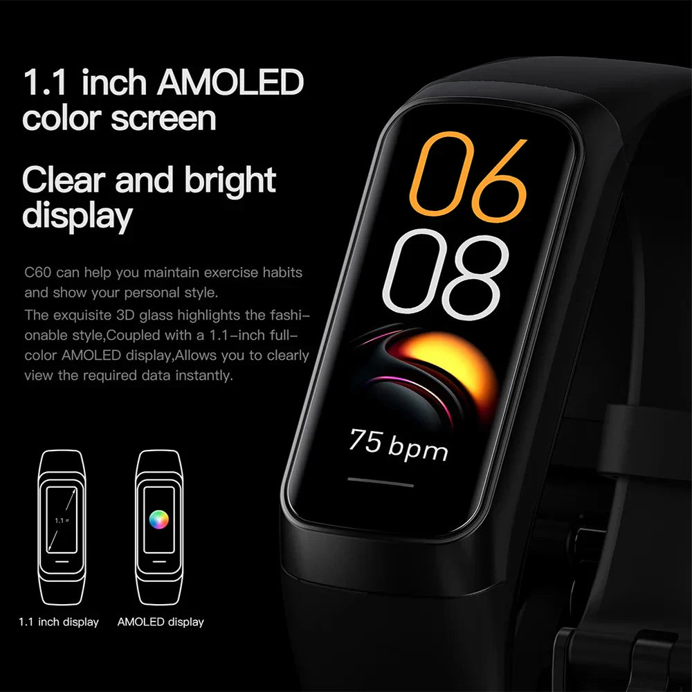 Chytré hodinky AMOLED se sledováním zdraví a kondice