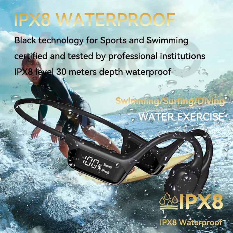 骨传导耳机 - 蓝牙5.4 - IPX8防水 - MP3与蓝牙模式 - 6种颜色