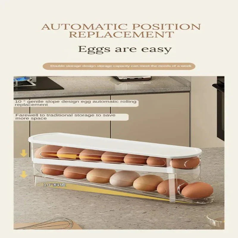 OrgaRoll automatikus, gördülő, kétszintes, helytakarékos tojástartó otthoni szakácsoknak