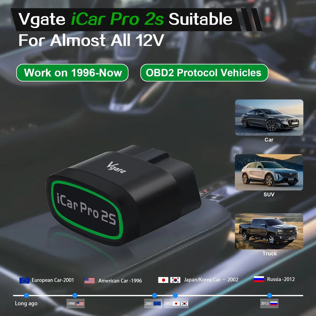 ماسح OBD2 بلوتوث - ELM327 V2.3 - بلوتوث 5.2 - بيانات المحرك الحية - لنظامي iOS وأندرويد
