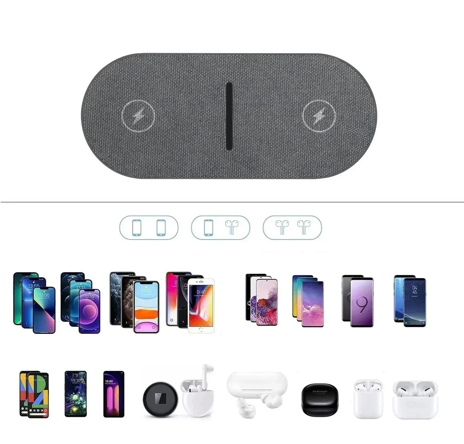 كيڤيرا | محطة شحن لاسلكية مزدوجة 40 واط لهواتف آيفون وسماعات إيربودز | أورنتلي