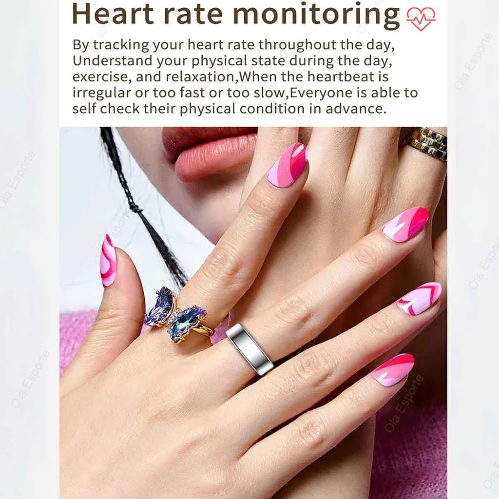Cincin Pintar - Penjejakan Kadar Denyut Jantung & SpO2 - Pemantau Tidur - Resin - Saiz 9-14 - 3 Warna